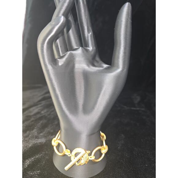 Julie Vos 24K Gold Plated Alligator Large Link Bracelet + Pouch NWOT - MSRP=$235 - Picture 2 of 7